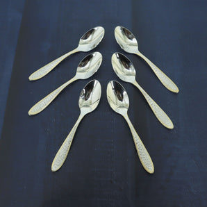 NFI essentials Stainless Steel Spoon Set of 6, Table Spoons Set 11cm, Premium Tea Spoons for Home & Kitchen, Mirror Polished, Rust-Resistant Luxury Dinning Tableware Dinner Spoon Cutlery