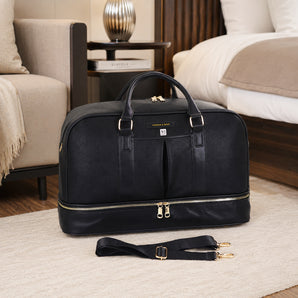 NFI essentials Premium Travel Duffle Bag with Shoe Compartment, Large Capacity Weekender Cabin Bag for Men and Women, Stylish & Spacious Ideal for Business & Travel Carry Bag