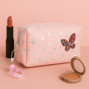 NFI essentials Makeup Pouch Cosmetic Pouch Vanity Case Jewellery Pouch Stationery Pencil Case Travel Organiser Travel Pouch Bag with Detachable Handle