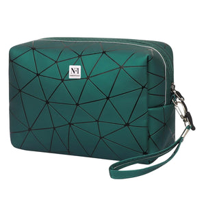 NFI essentials PU Diamond Print Makeup Pouch for Women Stylish Pouch for Makeup Accessories Storage Cosmetic Pouch Make up Bag for Girls Travel Organiser Pouch