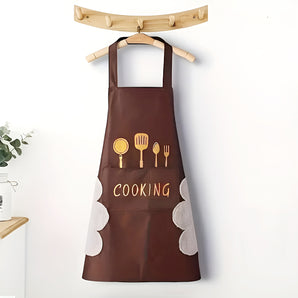 NFI Essentials Women Kitchen Apron with Hand Wipe Pockets,Hand-wiping,Water-drop Resistant with 2 Pockets,Chef Aprons for Kitchen, Cooking, BBQ, Cleaning