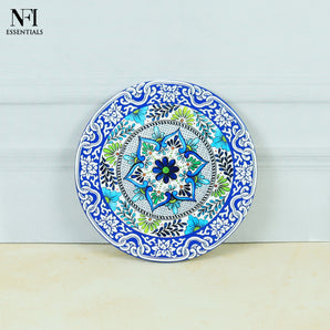 NFI essentials Ceramic Round Shape Table Trivet Coaster with Cork Base Perfect for Hot Dishes, Bowl, Teapots Premium Hot Coaster Heat-Resistant & Stylish (17 Cm)