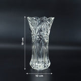 NFI essentials 7.4 Inches Crystal Clear Glass Vases for Flowers with Embossed Floral Design for Fresh or Artificial Flowers Decorative Centerpiece 400ml - AYAHA ENTERPRISES PRIVATE LIMITED