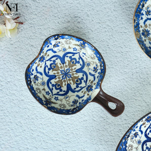 NFI essentials Ceramic Snack Bowl with Handle Serving Bowl Microwave & Dishwasher Safe Ideal for Soup, Salads, Noodles & Side Dishes (650ml)