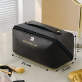 NFI essentials Cosmetic Travel Organizer Bag, Women's Makeup Pouch Toiletry Bag Portable Leather Wide Opening Cosmetics Bag with Handle and Divider - AYAHA ENTERPRISES PRIVATE LIMITED