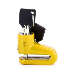 NFI essentials Disc Brake Locks for Bike/Motorcycle Anti Theft Heavy Duty Stainless Steel Mini Lock with Key Wheel Security Padlock Yellow|Bikes & Bicycle