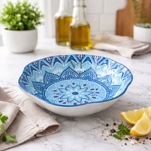 NFI essentials Ceramic Plates for Kitchen, Serving Plates, Quarter Plates, Side Plates For lunch or a formal dinner Mandala Design Microwave & Diswasher Safe (Multicolour 4)