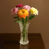 NFI essentials 7.4 Inches Crystal Clear Glass Vases for Flowers with Embossed Floral Design for Fresh or Artificial Flowers Decorative Centerpiece 400ml - AYAHA ENTERPRISES PRIVATE LIMITED