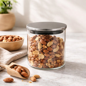 NFI essentials Spice Glass Jar Container for Kitchen Masala Storage , Sugar, Tea and Other Dry food storage, Pickles, Coffee Beans Canister Jars 685ml.