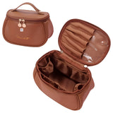 NFI essentials Cosmetic Travel Organizer Bag, Women's Makeup Pouch Toiletry Bag Portable Leather Wide Opening Cosmetics Bag with Handle for Girls - AYAHA ENTERPRISES PRIVATE LIMITED