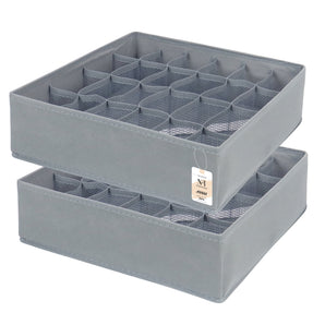 NFI essentials 2 Pack Closet Drawer Organizers for Socks and Underware, 24 Cell Foldable Storage Organizer for Storing Handkerchiefs, Ties, Belts, Lingerie