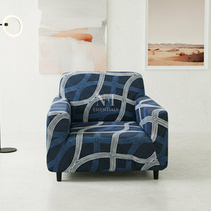 NFI Essentials 1 Seater Stretchable Sofa Cover Elegant Modern Intersecting Design, Soft Polyester Spandex, Anti-Slip, Wrinkle-Resistant, Washable Couch Slipcover for Living Room Furniture Protection