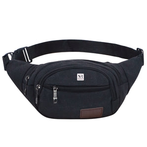 NFI essentials Waist Bag for Men & Women Multipurpose Large Fanny Pack for Hiking Travel Camping Running Sports Outdoors Canvas Belt Bag with Adjustable Strap
