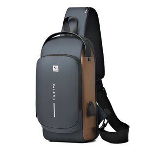 NFI essentials Crossbody Sling Bag for Men Women, Anti-Theft Waterproof Chest Bag with USB Charging Port, Travel Sports Backpack Shoulder Bag, Cross Body Messenger Bags