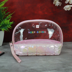 NFI essentials Makeup Pouch for Women, Cosmetic Bag, Semi-circle Stylish Pouch for Makeup Accessories, Travel Pouch Vanity Kit Organiser Toiletry Bag Make up Pouch for Girls