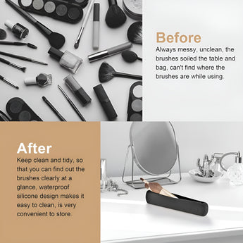 NFI essentials Large Travel Makeup Brush Holder, Silicone Portable Cosmetic Face Brushes Case with Magnetic Closure, Soft and Sleek WaterProof Small Makeup Brush Pouch - AYAHA ENTERPRISES PRIVATE LIMITED