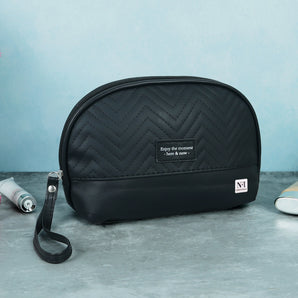 NFI essentials Makeup Pouch for Women, Cosmetic Bag, Semi-circle Stylish PU Pouch for Makeup Accessories, Travel Pouch Vanity Kit Organiser Toiletry Bag Make up Pouch for Girls