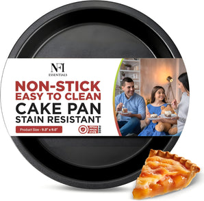 NFI Essentials Nonstick Round Cake Baking Pan for Homemade Bakeware for Cakes,layered cakes, and deep-dish pizzas. & More Teflon Coating bakeware cake pan (9 Inch)