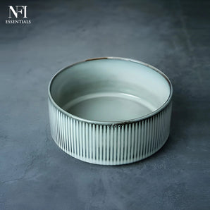 NFI essentials Frontier Ceramic Bowls Perfect For Snack, Side Dishes, Salads Or Desserts White Rib-Textured Multipurpose Uses Microwave & Oven Safe Ideal For Gifting & Daily Use  (575 ml)