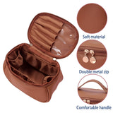NFI essentials Cosmetic Travel Organizer Bag, Women's Makeup Pouch Toiletry Bag Portable Leather Wide Opening Cosmetics Bag with Handle for Girls - AYAHA ENTERPRISES PRIVATE LIMITED