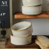 NFI essentials Frontier Ceramic Bowls Perfect For Snack, Side Dishes, Salads Or Desserts White Rib-Textured Multipurpose Uses Microwave & Oven Safe Ideal For Gifting & Daily Use  (575 ml) - AYAHA ENTERPRISES PRIVATE LIMITED