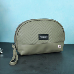 NFI essentials Makeup Pouch for Women, Cosmetic Bag, Semi-circle Stylish PU Pouch for Makeup Accessories, Travel Pouch Vanity Kit Organiser Toiletry Bag Make up Pouch for Girls