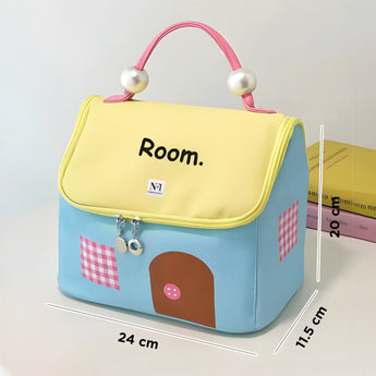 NFI essentials Makeup Pouch for Women, House Shaped Cosmetic Bag, Stylish Pouch for Makeup Accessories, Travel Pouch Vanity Kit Organiser Toiletry Bag Make up Pouch for Girls - AYAHA ENTERPRISES PRIVATE LIMITED