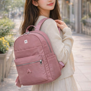NFI essentials Girls Mini Backpack, Lightweight Travel Small Polyster College Bag with Multiple Pockets, Casual, Work, Office, Picnic Backpack for Women & Ladies (Dark Pink)