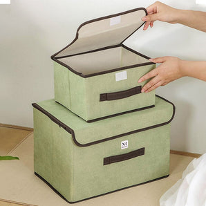 NFI essentials Set of 2 Foldable Storage Box with Lids and Handles, Storage Bins Basket Organiser for Clothes, Toys, Books, Closet, Bedroom, Office, Bedroom