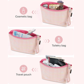 NFI essentials PU Makeup Pouches Stylish Pouch for Makeup Accessories Cosmetic Pouches for Women Toiletry Bag for Girls Make up Pouch for Women Storage Cosmetic Pouches Multifunctional Cosmetic Bag - AYAHA ENTERPRISES PRIVATE LIMITED