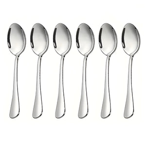 NFI essentials Stainless Steel Spoon Set of 6, Table Spoons Set 18cm, Premium Tea Spoons for Home & Kitchen, Mirror Polished, Rust-Resistant Luxury Dinning Tableware Dinner Spoon Cutlery