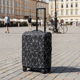 NFI Essentials Stretchable Black Geometric Printed Trolley Suitcase Cover 180 GSM Protective Luggage Cover for 4-Wheel Suitcases Anti-Scratch, Dustproof & Washable (22-24 Inch) - AYAHA ENTERPRISES PRIVATE LIMITED