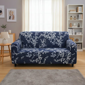NFI Essentials 3 Seater Stretchable Sofa Cover Floral Vine Pattern, Soft Polyester Spandex, Anti-Slip, Wrinkle-Resistant, Washable Couch Slipcover for Living Room Furniture Protection