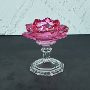 NFI essentials Tealight Lotus Flower Candle Holder with Clear Pedestal Base Artistic Centerpiece for Home Décor, Meditation, Special Occasions, and Festive Lighting - AYAHA ENTERPRISES PRIVATE LIMITED