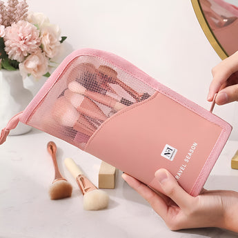 NFI essentials Makeup Brush Organizer Bag for Women, Portable Makeup Brush Holder Travel Makeup Brush Case Standing Zipper Waterproof Cosmetic Brush Pouch - AYAHA ENTERPRISES PRIVATE LIMITED
