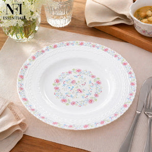 NFI essentials 10.5 Inch Premium Ceramic Dinner Plate, Serving Plate for Main Course, Pasta, Rice, Salad & Meals, Microwave & Dishwasher Safe Kitchen Dinner Plate