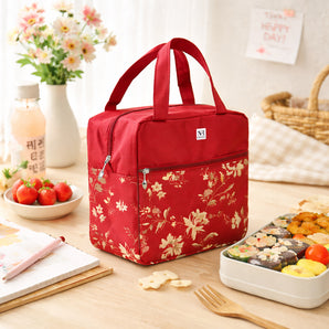 NFI essentials Polyester Insulated Lunch Bag for Men, Women, Office, School, College, Picnic, Outdoor Tiffin, Reusable Waterproof & Leakproof Lining Dabba Bag (Red)