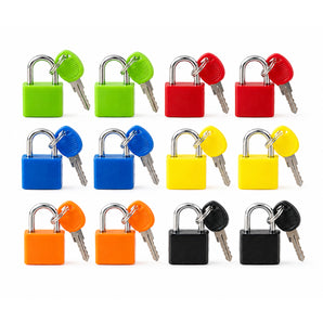 NFI essentials Set of 12 Suitcase Locks, Multicolor Luggage Padlocks Set, Lock with Keys, Small Luggage Locks, Mini Locker, Zipper Lock, Tiny 23mm for School Gym Backpack