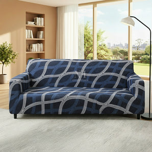 NFI Essentials 3 Seater Stretchable Sofa Cover Elegant Modern Intersecting Design, Soft Polyester Spandex, Anti-Slip, Wrinkle-Resistant, Washable Couch Slipcover for Living Room Furniture Protection.