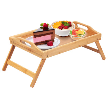 NFI essentials Bamboo Wood Foldable Breakfast Table, Bed Tray with Folding Legs, Serving Tray for Food Snacks, Portable Laptop Study Desk Table for Serving Dinner Tea (49x30 cm) - AYAHA ENTERPRISES PRIVATE LIMITED
