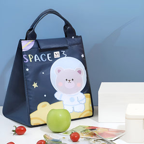 NFI essentials Cartoon Print Insulated Lunch Bag for Kids Large Tiffin Carry Bag Travel Lunch Box Organizer for School, Picnic Leak-proof Lunch Cooler Bag