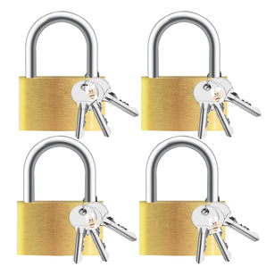 NFI essentials Set of 4 Brass Lock and Key Metal Suitcase Locks, Multicolor Luggage Padlocks Set, Small Luggage Locks, Mini Locker, Zipper Lock, Tiny Locker for School Gym Backpack