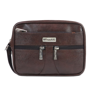 NFI essentials Leatherette Travel Wrist Pouch for Mens (Tan)