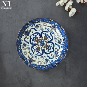 NFI essentials Ceramic Plates for Kitchen, Serving Plates, Quarter Plates, Side Plates For lunch or a formal dinner Mandala Design Microwave & Diswasher Safe (8 Inch)