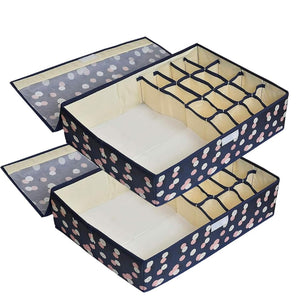 NFI essentials 16+1 Compartment Pack of 2 Foldable Storage Box, Multi Closet Organizer For ,Socks, Bra, Tie, Scarf, Panty Innerwear Organizer For Wardrobe Undergarments Organizer Non Woven