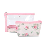 NFI essentials Set of 2 Flower Print Cosmetic Pouch Makeup Pouch Travel Organizer Toiletry Bag for Women Zippered Pouch Set with Handle, Large & Medium - AYAHA ENTERPRISES PRIVATE LIMITED