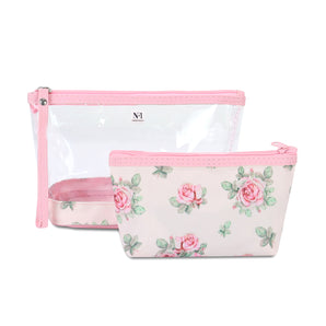 NFI essentials Set of 2 Flower Print Cosmetic Pouch Makeup Pouch Travel Organizer Toiletry Bag for Women Zippered Pouch Set with Handle, Large & Medium - AYAHA ENTERPRISES PRIVATE LIMITED