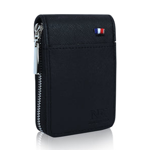 NFI essentials PU Leather 9 Slots Vertical Card Holder Credit Debit Card Holder Zipper Coin Purse for Men and Women Accordion Money Wallet Security Wallet