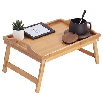 NFI essentials Bamboo Wood Foldable Breakfast Table, Bed Tray with Folding Legs, Serving Tray for Food Snacks, Portable Laptop Study Desk Table for Serving Dinner Tea (49x30 cm) - AYAHA ENTERPRISES PRIVATE LIMITED