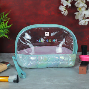 NFI essentials Makeup Pouch for Women, Cosmetic Bag, Semi-circle Stylish Pouch for Makeup Accessories, Travel Pouch Vanity Kit Organiser Toiletry Bag Make up Pouch for Girls